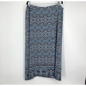 J. Jill Midi Skirt Blue Geometric Jersey Knit Size 3X